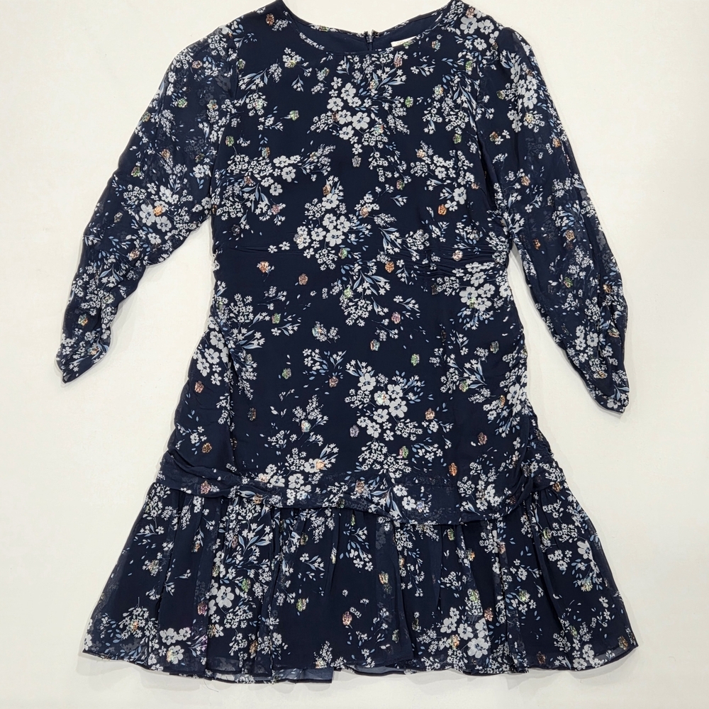 Shoshanna Ann Westminster Floral Ruched Dress Size 12 - Picture 2 of 15